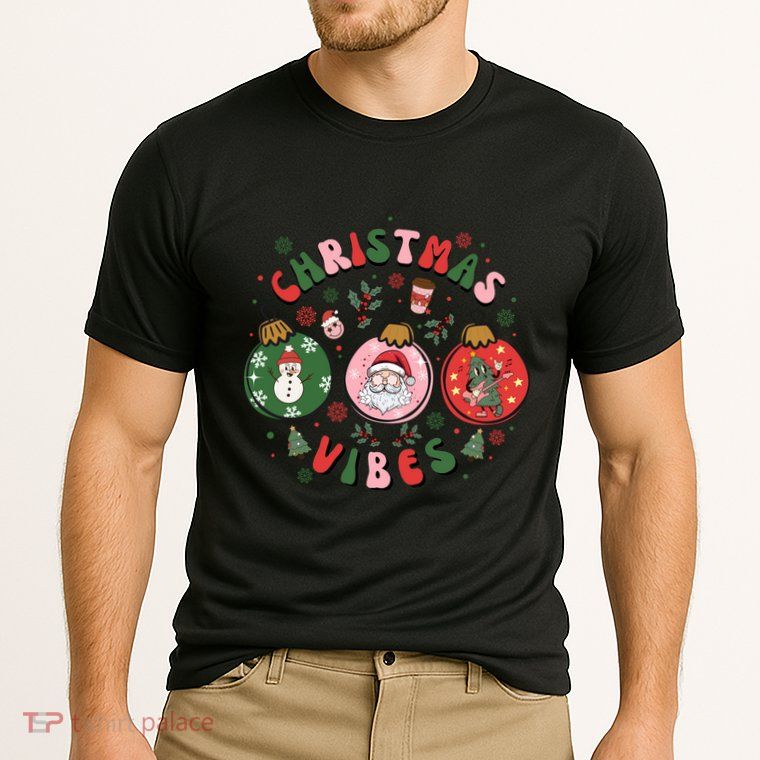 Christmas Vibes Santa Claus Snow Cookies Christmas Tree Gift Performance Shirt