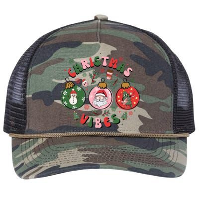 Christmas Vibes Santa Claus Snow Cookies Christmas Tree Gift Retro Rope Trucker Hat Cap