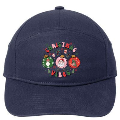 Christmas Vibes Santa Claus Snow Cookies Christmas Tree Gift 7-Panel Snapback Hat