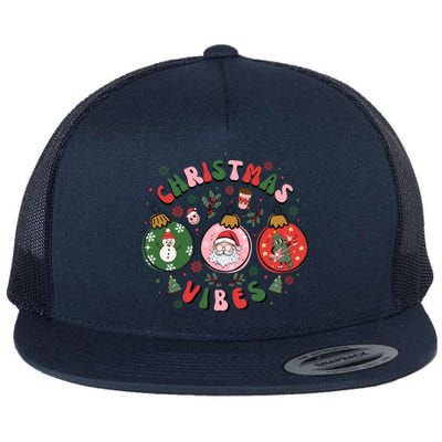 Christmas Vibes Santa Claus Snow Cookies Christmas Tree Gift Flat Bill Trucker Hat