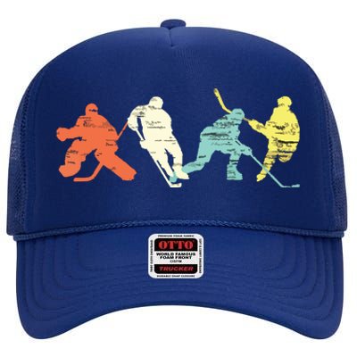 Classic Vintage Style Ice Hockey High Crown Mesh Back Trucker Hat