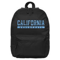 California Volleyball Sky Blue Vintage Text 16 in Basic Backpack