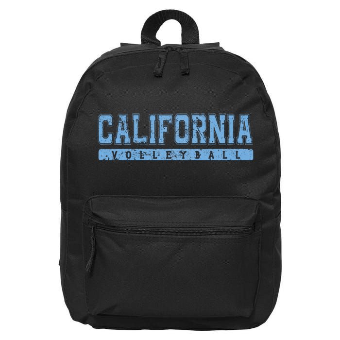 California Volleyball Sky Blue Vintage Text 16 in Basic Backpack