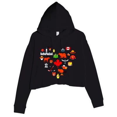 Canadian Vintage Symbols Canada Flag Maple Leaf Rcmp Crop Fleece Hoodie