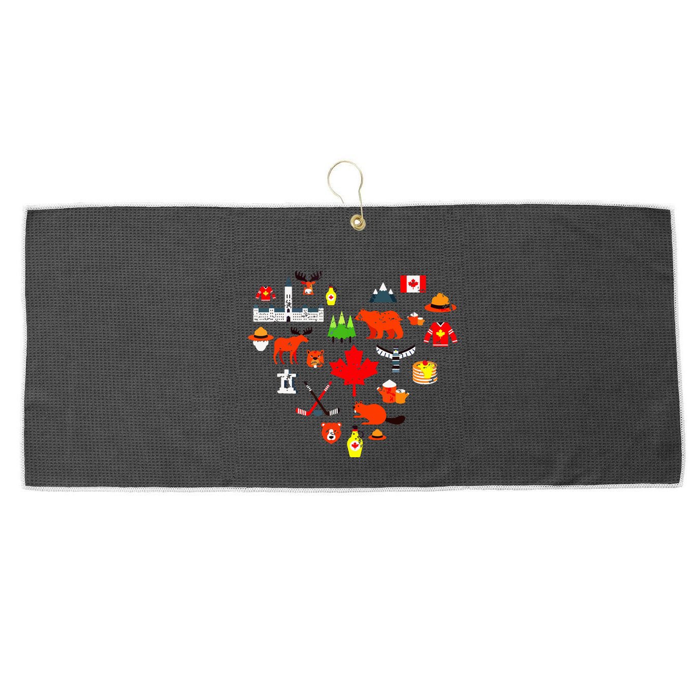 Canadian Vintage Symbols Canada Flag Maple Leaf Rcmp Large Microfiber Waffle Golf Towel
