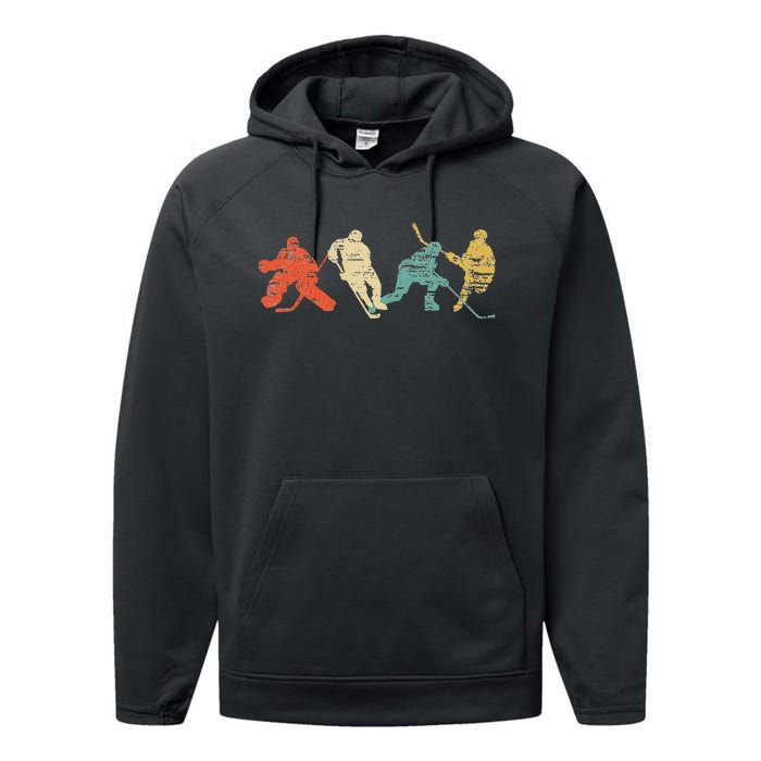 Classic Vintage Style Ice Hockey Performance Fleece Hoodie