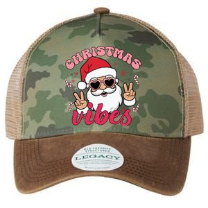 Christmas Vibes Santa Claus Peace Retro Groovy Legacy Tie Dye Trucker Hat