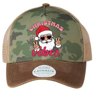 Christmas Vibes Santa Claus Peace Retro Groovy Legacy Tie Dye Trucker Hat