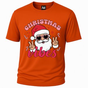 Christmas Vibes Santa Claus Peace Retro Groovy Cooling Performance Crew T-Shirt