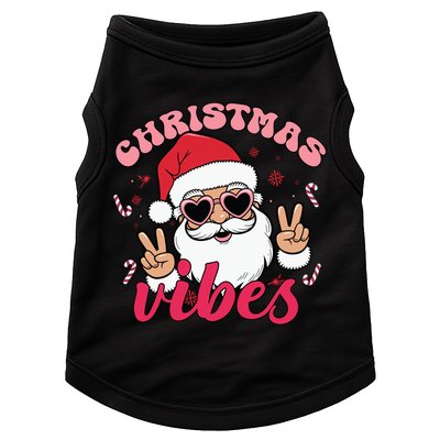 Christmas Vibes Santa Claus Peace Retro Groovy Doggie Tank