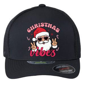 Christmas Vibes Santa Claus Peace Retro Groovy Flexfit Unipanel Trucker Cap