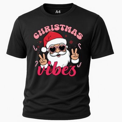 Christmas Vibes Santa Claus Peace Retro Groovy Performance Shirt