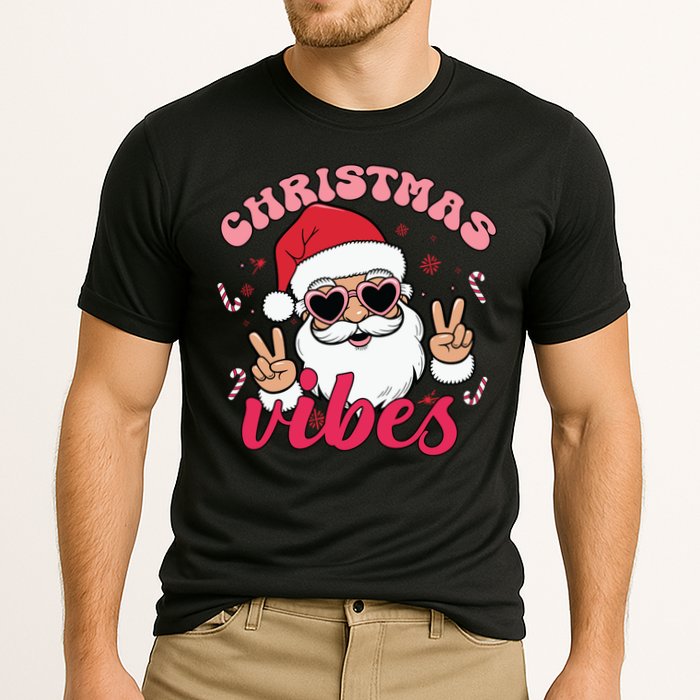 Christmas Vibes Santa Claus Peace Retro Groovy Performance Shirt