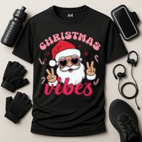 Christmas Vibes Santa Claus Peace Retro Groovy Performance Shirt