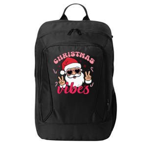 Christmas Vibes Santa Claus Peace Retro Groovy City Backpack