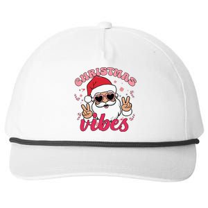 Christmas Vibes Santa Claus Peace Retro Groovy Snapback Five-Panel Rope Hat