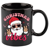Christmas Vibes Santa Claus Peace Retro Groovy 11oz C Handle Ceramic Mug