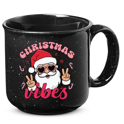 Christmas Vibes Santa Claus Peace Retro Groovy 15oz Campfire Ceramic Mug