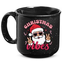 Christmas Vibes Santa Claus Peace Retro Groovy 15oz Campfire Ceramic Mug