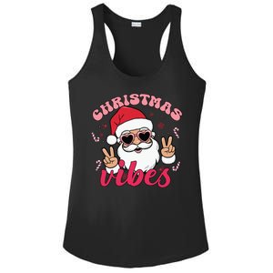 Christmas Vibes Santa Claus Peace Retro Groovy Ladies PosiCharge Competitor Racerback Tank