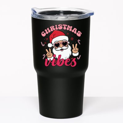 Christmas Vibes Santa Claus Peace Retro Groovy Tumbler