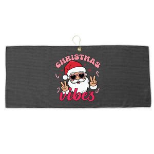 Christmas Vibes Santa Claus Peace Retro Groovy Large Microfiber Waffle Golf Towel