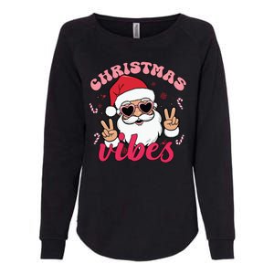 Christmas Vibes Santa Claus Peace Retro Groovy Womens California Wash Sweatshirt