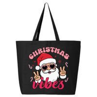 Christmas Vibes Santa Claus Peace Retro Groovy 25L Jumbo Tote