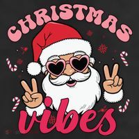 Christmas Vibes Santa Claus Peace Retro Groovy 25L Jumbo Tote
