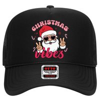 Christmas Vibes Santa Claus Peace Retro Groovy Hat