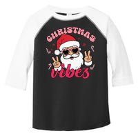 Christmas Vibes Santa Claus Peace Retro Groovy Toddler Fine Jersey T-Shirt