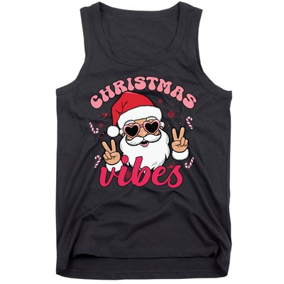 Christmas Vibes Santa Claus Peace Retro Groovy Tank Top
