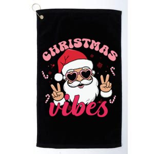 Christmas Vibes Santa Claus Peace Retro Groovy Platinum Collection Golf Towel