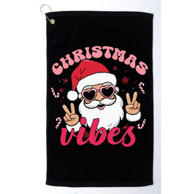 Christmas Vibes Santa Claus Peace Retro Groovy Golf Towel