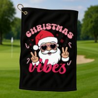 Christmas Vibes Santa Claus Peace Retro Groovy Golf Towel