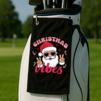 Christmas Vibes Santa Claus Peace Retro Groovy Golf Towel