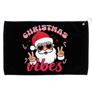 Christmas Vibes Santa Claus Peace Retro Groovy Grommeted Golf Towel