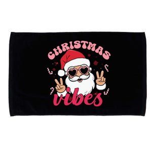 Christmas Vibes Santa Claus Peace Retro Groovy Microfiber Hand Towel