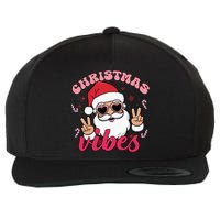 Christmas Vibes Santa Claus Peace Retro Groovy Wool Snapback Cap