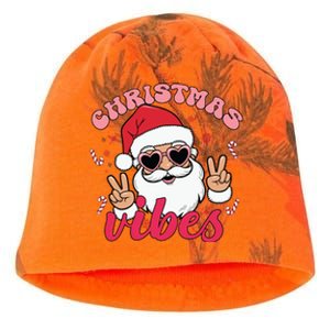 Christmas Vibes Santa Claus Peace Retro Groovy Kati - Camo Knit Beanie