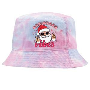 Christmas Vibes Santa Claus Peace Retro Groovy Tie-Dyed Bucket Hat