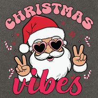 Christmas Vibes Santa Claus Peace Retro Groovy Cotton Canvas Backpack