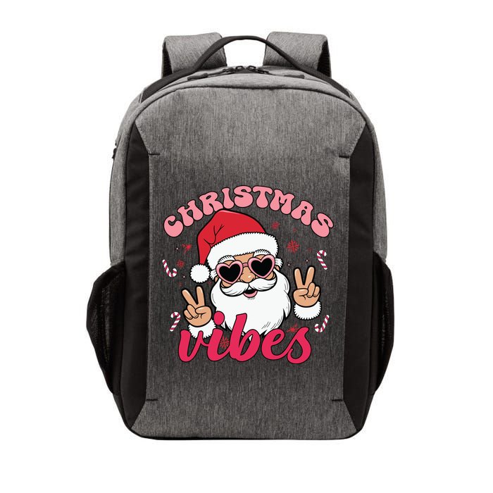 Christmas Vibes Santa Claus Peace Retro Groovy Vector Backpack