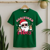 Christmas Vibes Santa Claus Peace Retro Groovy T-Shirt