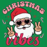 Christmas Vibes Santa Claus Peace Retro Groovy T-Shirt