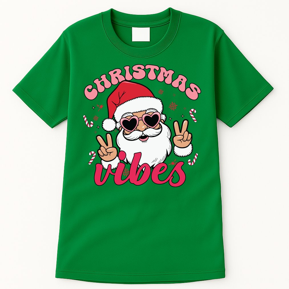 Christmas Vibes Santa Claus Peace Retro Groovy Tall T-Shirt
