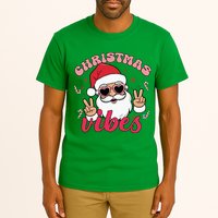 Christmas Vibes Santa Claus Peace Retro Groovy Tall T-Shirt