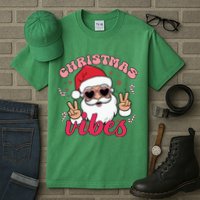 Christmas Vibes Santa Claus Peace Retro Groovy Tall T-Shirt