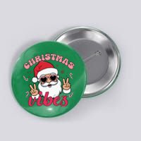 Christmas Vibes Santa Claus Peace Retro Groovy Button