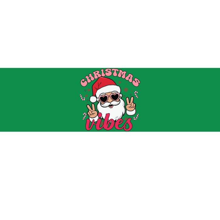 Christmas Vibes Santa Claus Peace Retro Groovy Bumper Sticker